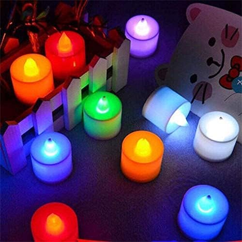 Plastic Multicolor Flameless LED Tea Lights Diya Candles – Pack of 12