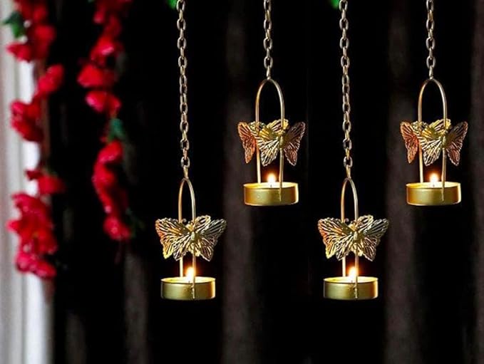 Hanging Butterfly Candle Holder – Perfect for Diwali (Pack of 4)