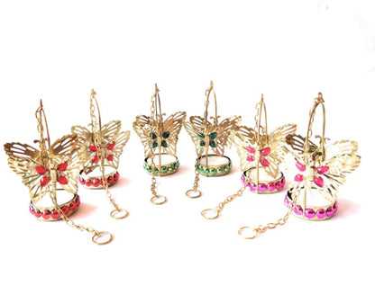 Hanging Butterfly Candle Holder with Studs – Perfect for diwali (Pack of 4)