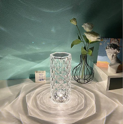 USB Charging Touch Crystal Lamp with Remote – 16 Colors & Dynamic Diamond Rose Effect