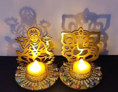 Laxmi Ji & Ganesh Ji Shadow T-Light Holder