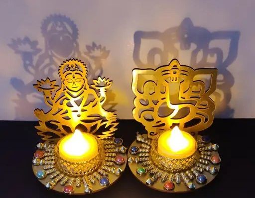 Laxmi Ji & Ganesh Ji Shadow T-Light Holder