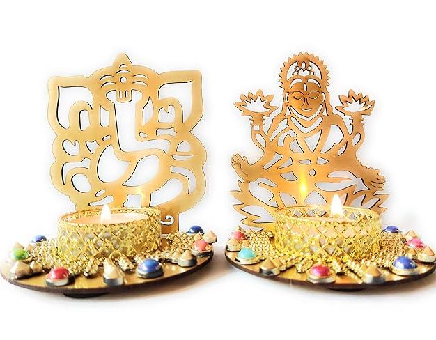 Laxmi Ji & Ganesh Ji Shadow T-Light Holder