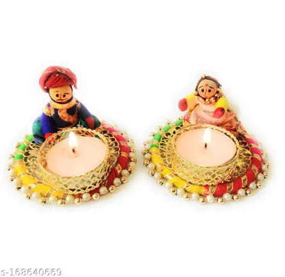 Rajasthani Raja Rani Puppet Tealight Candle Holder