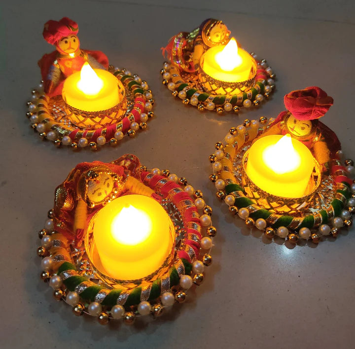 Rajasthani Raja Rani Puppet Tealight Candle Holder