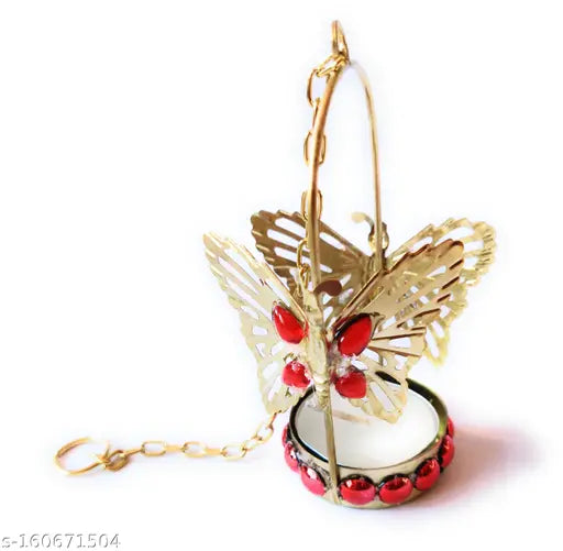 Hanging Butterfly Candle Holder with Studs – Perfect for diwali (Pack of 4)