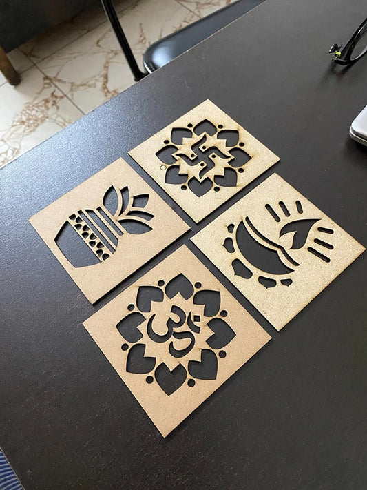 Stencils 10 Pieces 4-Inch Lotus MDF Cutouts – Perfect for DIY Art, Crafting & Painting Projects