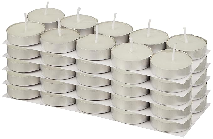 Paraffin Wax Tea Light Candles – 5-6 Hours Burn Time (50 Piece)