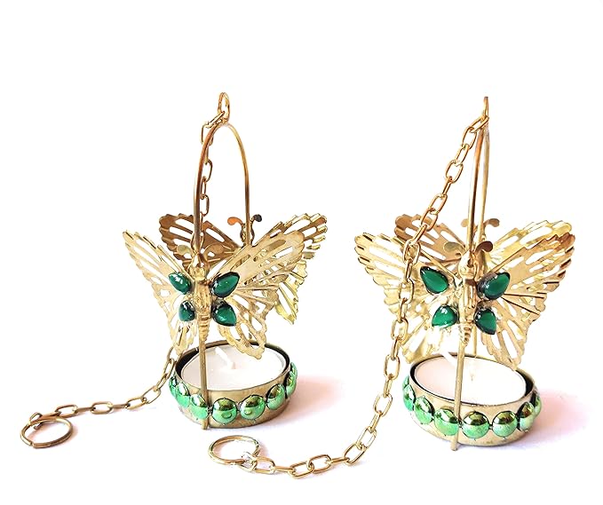 Hanging Butterfly Candle Holder with Studs – Perfect for diwali (Pack of 4)